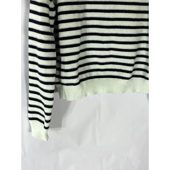UNBRANDED Women's White-Black Striped Knit Button-Detail Wool-Blend Sweater SZXL - Picture 5 of 9